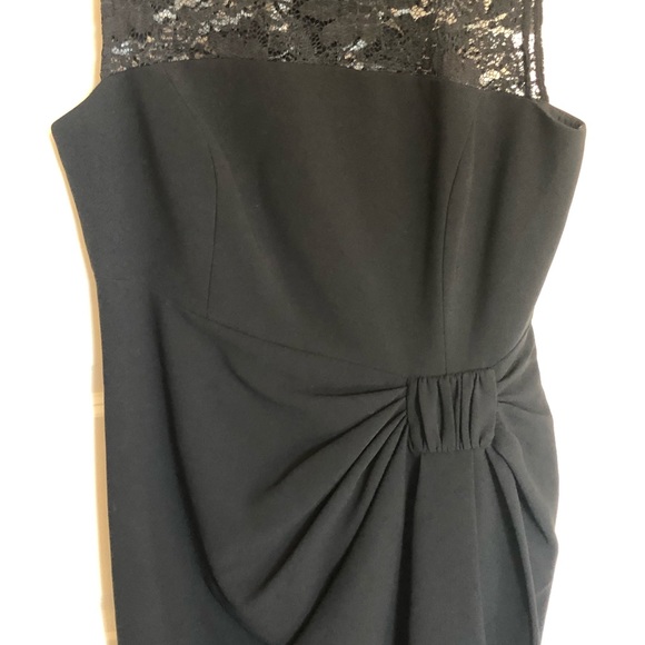 Teri Jon Dress 6 Black Cocktail Lace Formal Rickie Freeman Ruched Sheath medium - Picture 4 of 8